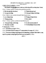 Đề kiểm tra học kỳ 1 môn Giáo dục công dân Lớp 7 - Năm học 2016-2017